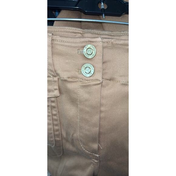 St John Sport By Marie Gray Camel Stretch High Waist Pants Gold Hardware Size 4 - Picture 5 of 8